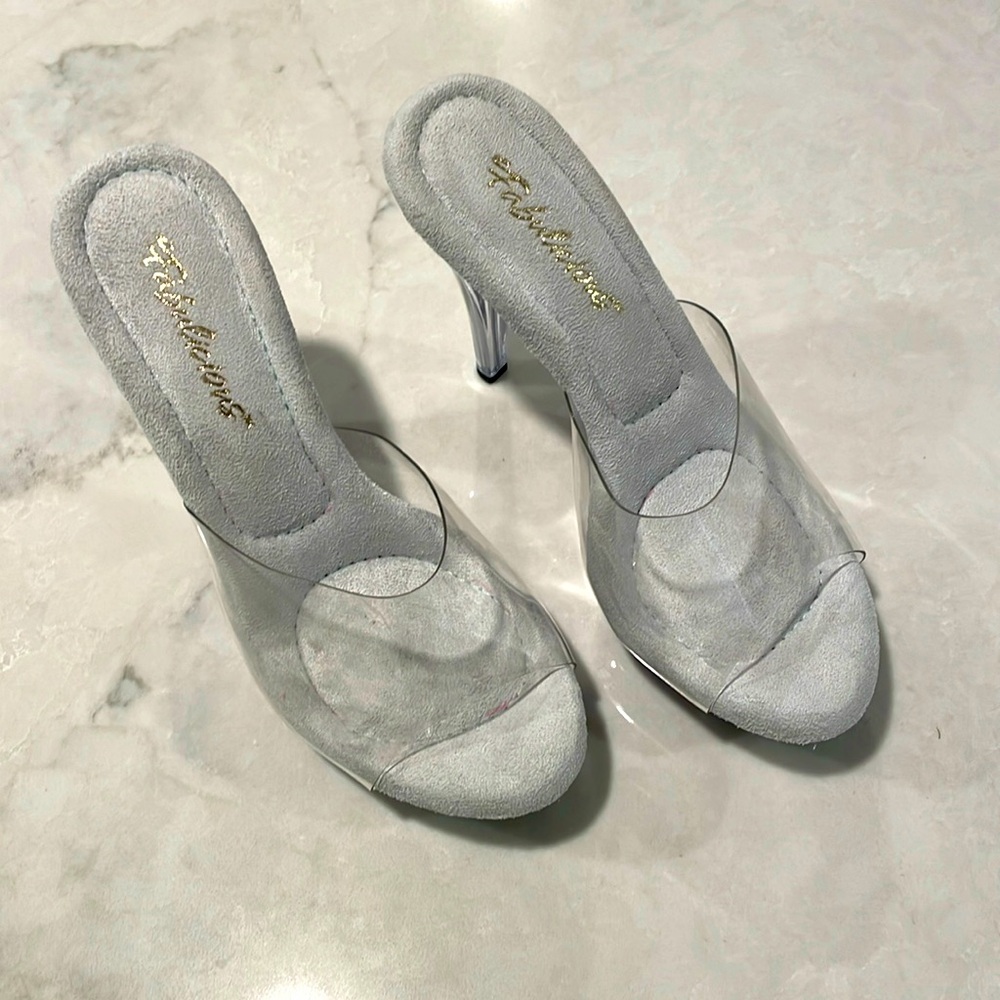 Fabulicious COCKTAIL- 5" Women’s Heels, 1" PF Slide, Clr/Clr, Size US Women's 9